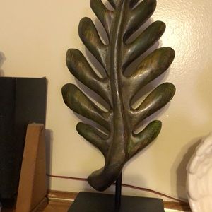 Approximately 12” green/brown/gold leaf statue
